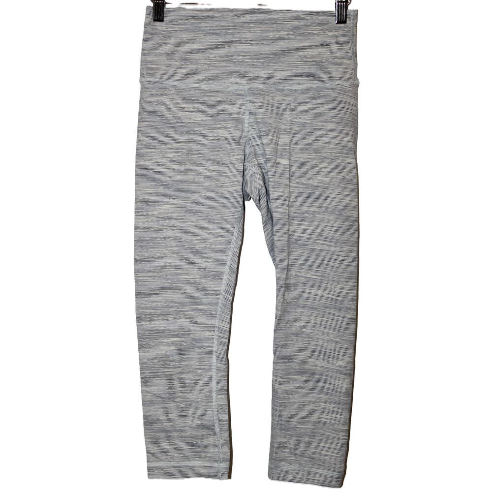 Womens Lululemon Gray Heathered Elastic Waistband Activewear 7/8 Leggings Size 6